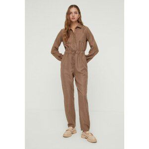 Trendyol Brown Tie Detailed Jumpsuit