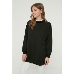 Trendyol Black Ruffle Collar Detailed Knitted Tunic