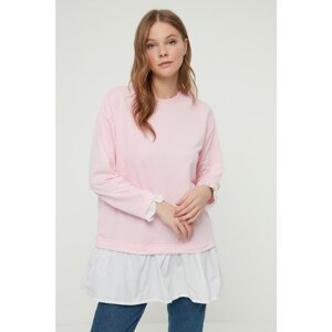 Trendyol Pink Cycling Collar T-Shirt Pull-out Detailed Woven Mixed Tunic