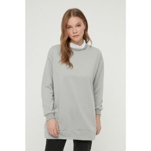 Trendyol Gray Ruffle Collar Detailed Knitted Tunic