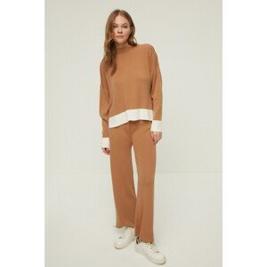 Trendyol Camel Stand Up Collar Knitwear Bottom-Top Suit