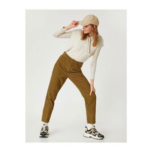 Koton High Waist Velvet Mom Pants