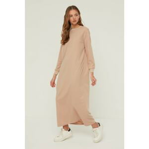 Trendyol Beige Crew Neck Knitted Dress