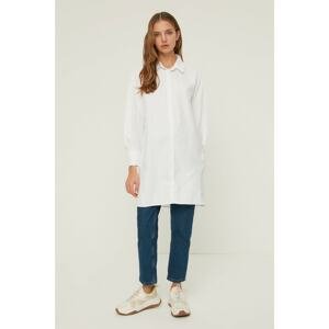 Trendyol White Cuffed Shirt
