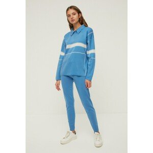 Trendyol Blue Polo Collar Knitwear Bottom-Top Suit