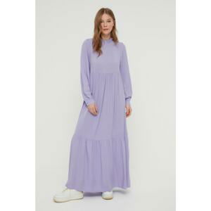 Trendyol Lilac Stand Collar Smocking Detailed Dress
