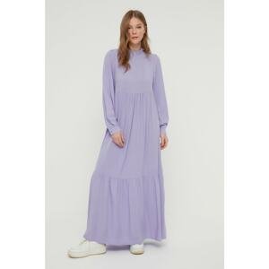 Trendyol Lilac Stand Up Collar Ruffle Detailed Woven Dress