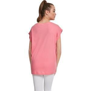 Women's pink grapefruit T-shirt with extended shoulder