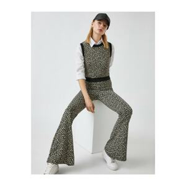 Koton Leopard Flared Trousers