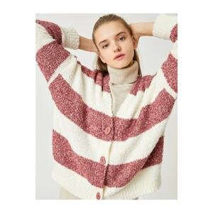 Koton Striped Knitwear Cardigan V-Neck