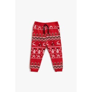 Koton Boy's Christmas Themed Strap-on Jogger Sweatpants