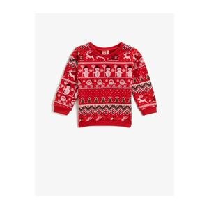 Koton Christmas Themed Sweatshirt Crew Neck Cotton