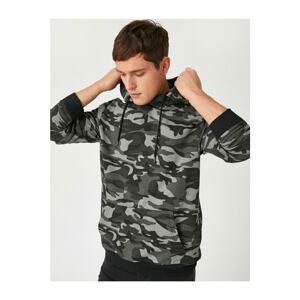 Koton Camouflage Patterned Hoodie Sweatshirt