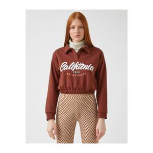 Koton Polo Neck Printed Sweatshirt