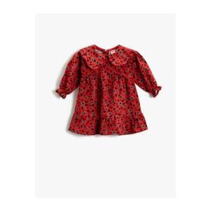 Koton Floral Printed Baby Collar Dress Cotton