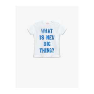 Koton Slogan Printed Short Sleeve T-Shirt Cotton