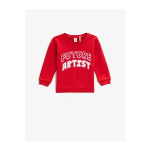 Koton Letter Printed Crew Neck Sweatshirt Cotton