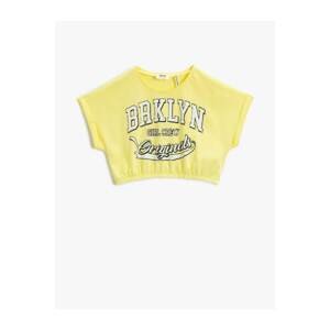 Koton Girl's Yellow Printed T-Shirt Cotton