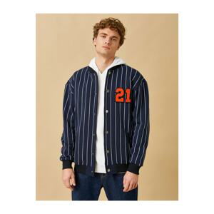 Koton Striped College Bomber Jacket Sweatshirt