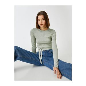 Koton Long Sleeve T-Shirt Crop Tie Waist