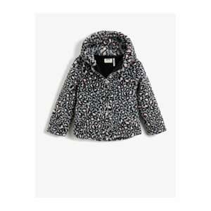 Koton Faux Fur Leopard Patterned Hooded Coat