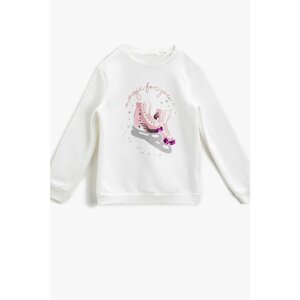 Koton Skate Printed Sequin Sweatshirt Long Sleeve Cotton