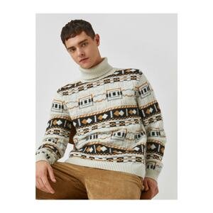Koton Wool Turtleneck Jacquard Sweater