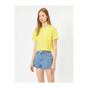 Koton Women's Yellow Pocket Detailed T-Shirt