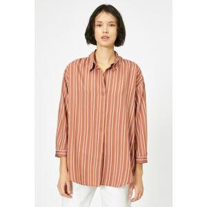 Koton Women's Striped Long Sleeve Flowy Shirt