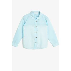 Koton Men's Blue Classic Collar Shirt