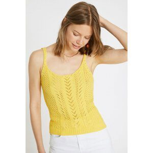 Koton Women's Yellow Hollow Out Collar Strap Sweater