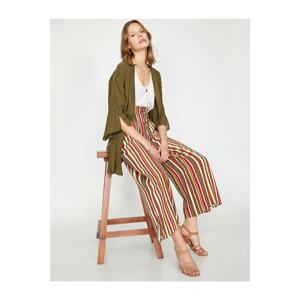 Koton Women's Brown Striped Trousers