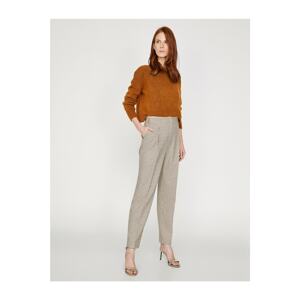 Koton Women's Brown Normal Waist Casual Cut Trousers