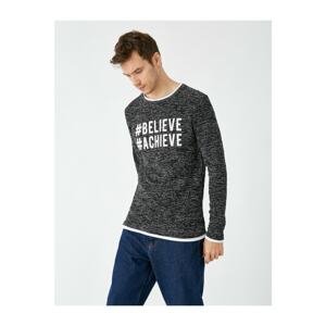 Koton Crew Neck Letter Printed Long Sleeve Sweater