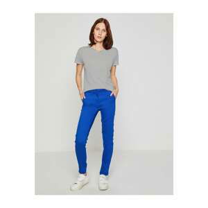 Koton Women's Blue Slim Fit Trousers