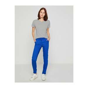 Koton Women's Blue Slim Fit Trousers