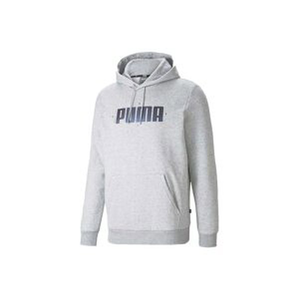 Puma Sweatshirt CYBER Graphic Hoodie Light Gray Heather - Mens
