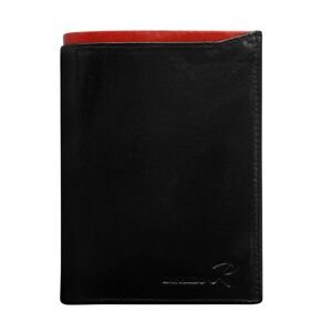 Men's black leather wallet with red module
