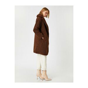 Koton Layered Collar Long Plush Coat