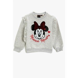 Koton Girl Minnie Mouse Licensed Printed Sequined Frilly Sweatshirt