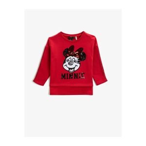 Koton Minnie Mouse Licensed Print Sweatshirt Sequin Long Sleeve