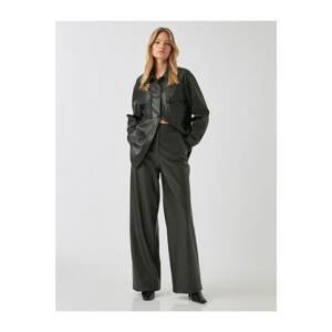 Koton Leather Look Wide Leg Trousers