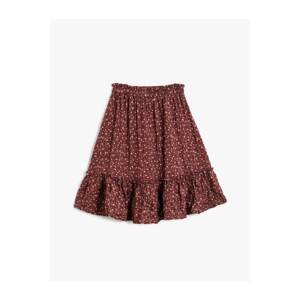 Koton Floral Patterned Ruffle Skirt Midi Length