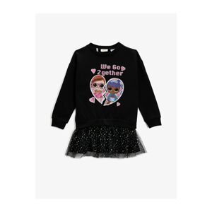 Koton Lol Licensed Tulle Dress With Printed Stones Long Sleeve