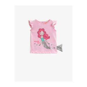 Koton Mermaid Printed T-Shirt with Ruffle