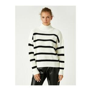 Koton Turtleneck Striped Oversize Sweater