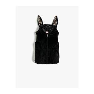 Koton Plush Vest With Leopard Ears Zipper