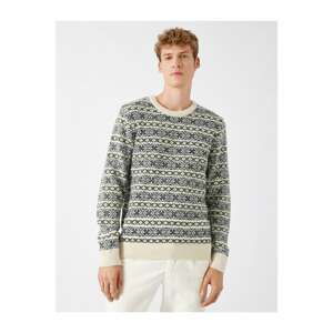 Koton Wool Content Crew Neck Patterned Long Sleeve Knitwear Sweater