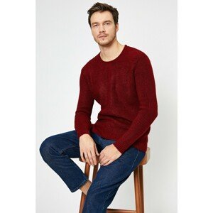 Koton Men's Red Crew Neck Soft Tuse Slim Fit Knitwear Sweater