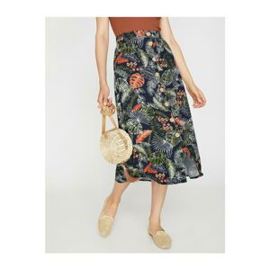 Koton Patterned Button Detailed Midi A-Line Skirt